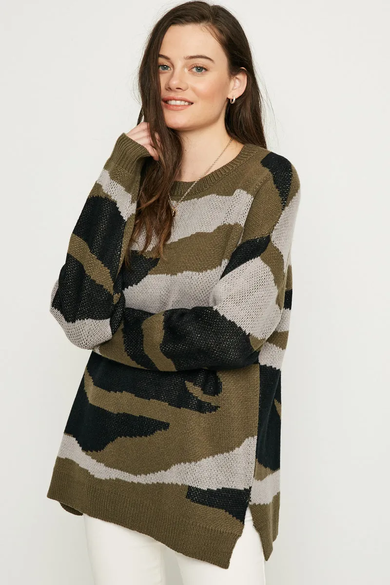 Warm Layers Camo Knit Sweater