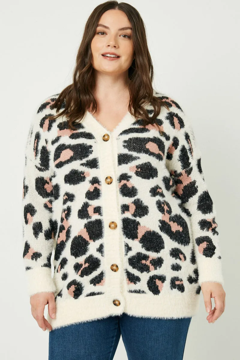 Fuzzy Leopard Sweater Cardigan Effortless Travel Wear