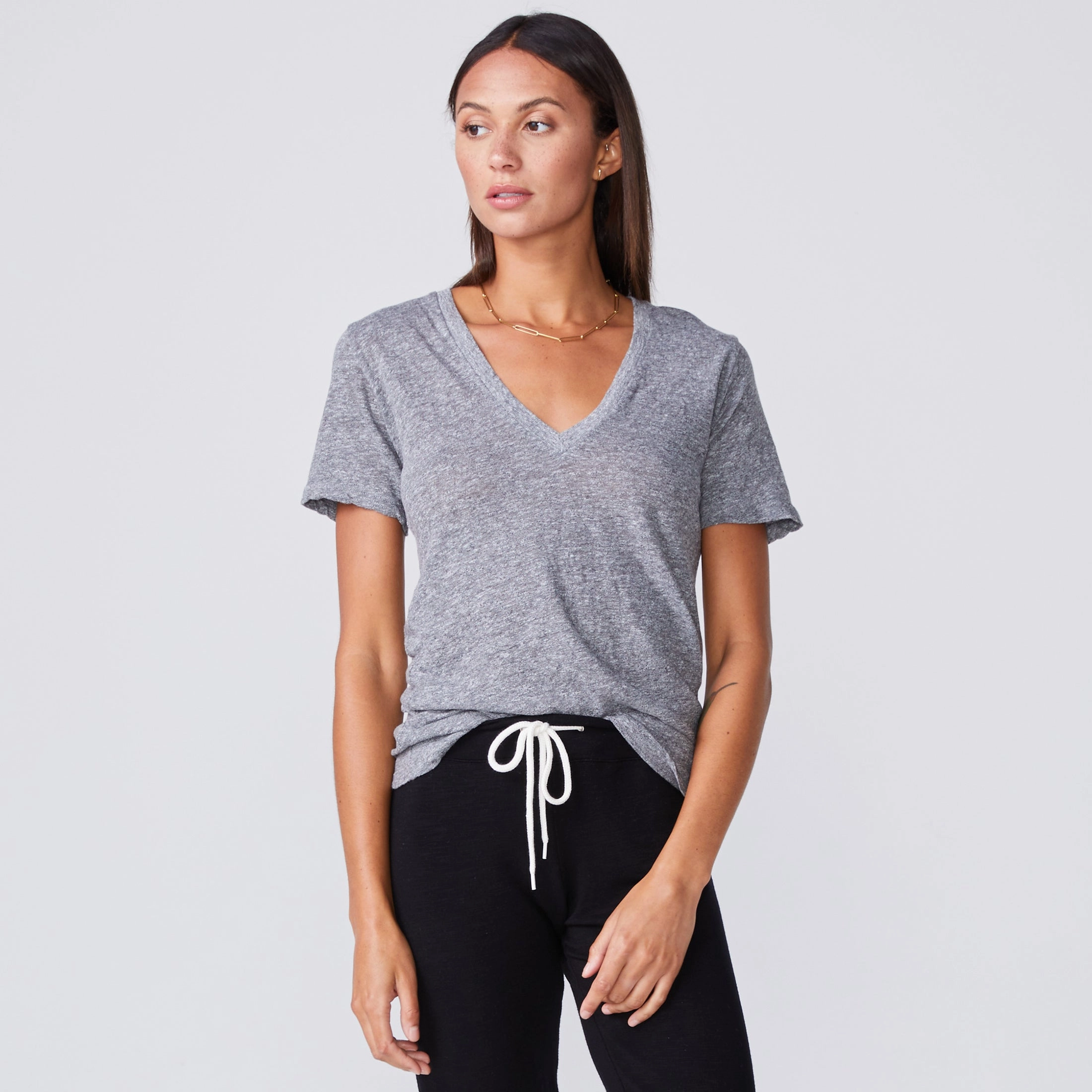 Textured Tri-Blend Fitted V Neck Tee All-Day Wear