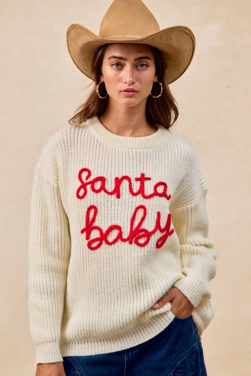 IP5685G-87 | CHRISTMAS SANTA BABY LETTER EMBROIDERY SWEATER Flexible Wear Simple Utility