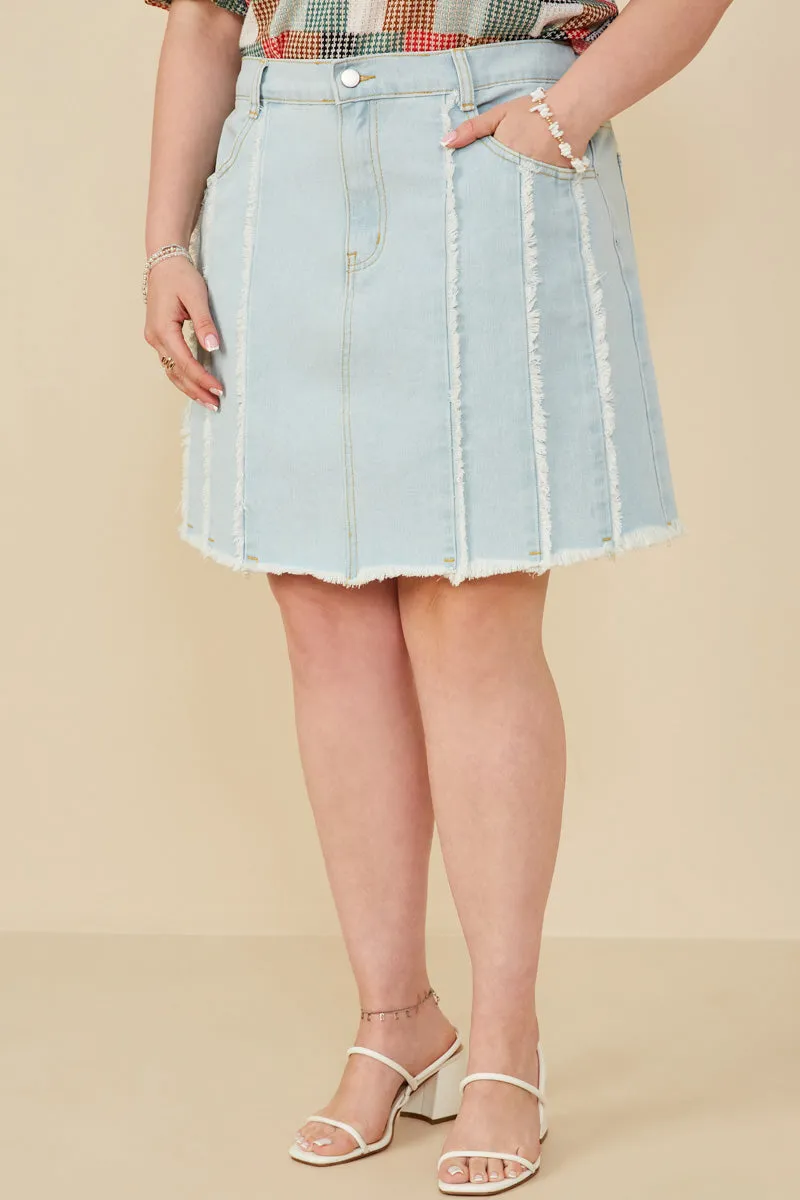 Womens Frayed Seam Detailed Denim Skirt Roomy Fit quick dry