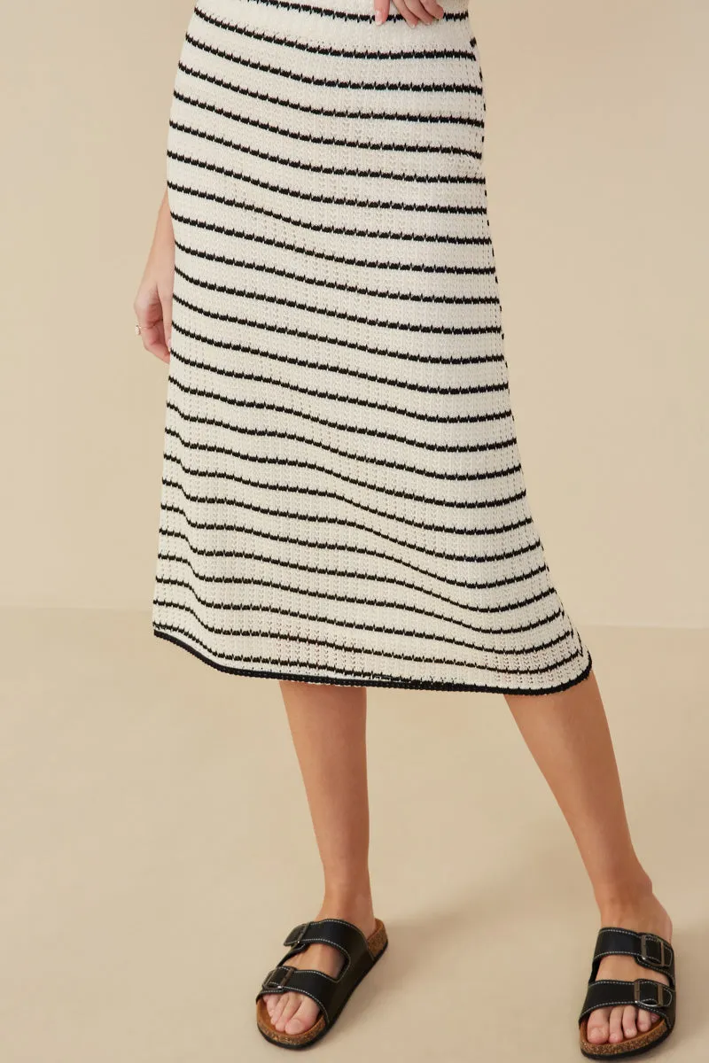 Contrast Piped Textured Stripe Knit Skirt Freedom Move