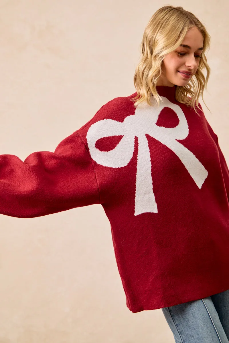 IT4766-01 | RIBBON OVERSIZED SWEATER TOP Wrinkle Resistant