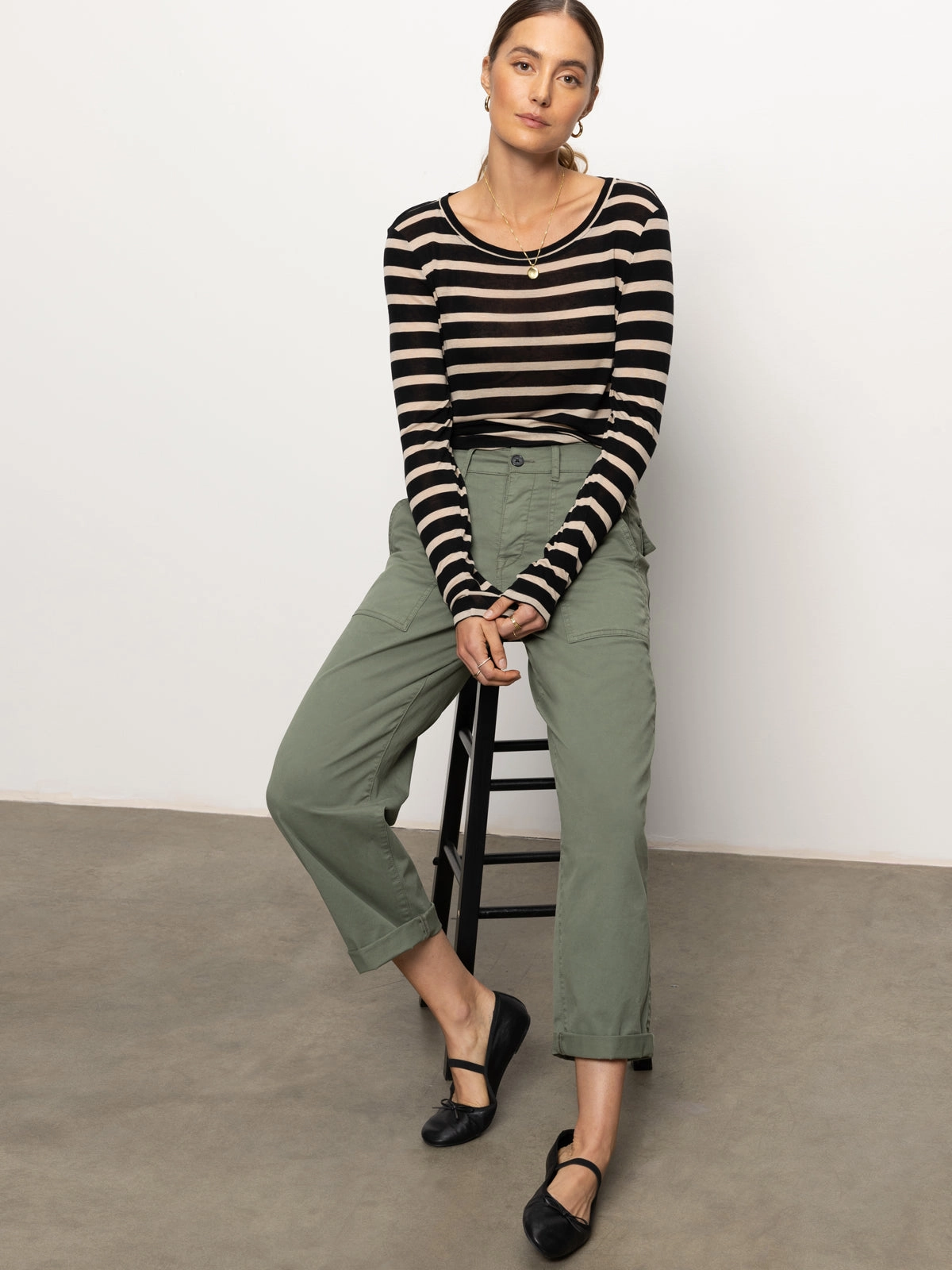 Comfortable Design Cruiser Chino Semi High Rise Pant Dark Spruce