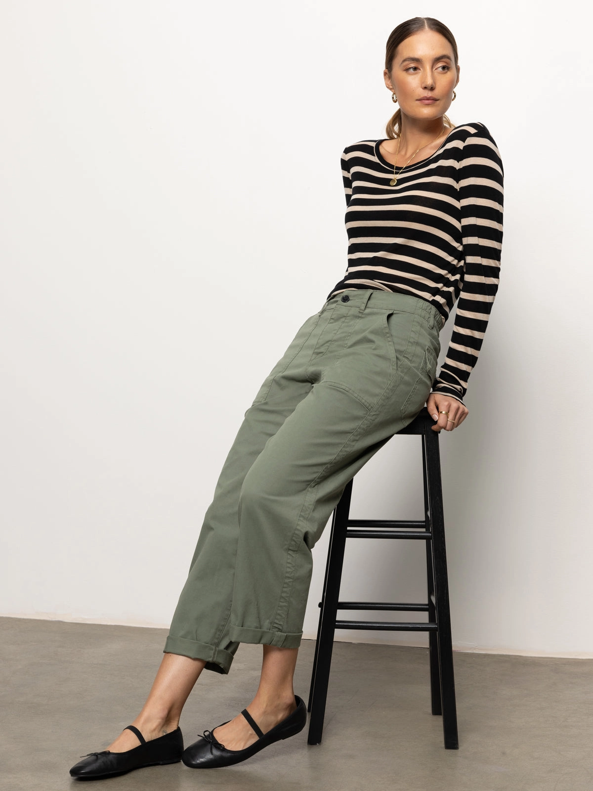 Comfortable Design Cruiser Chino Semi High Rise Pant Dark Spruce