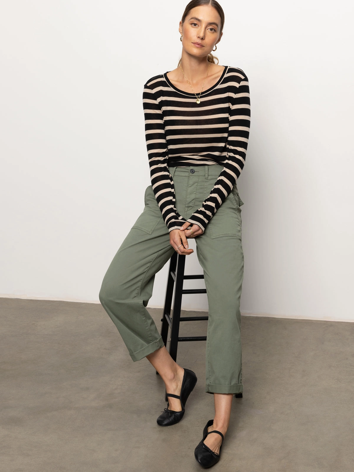 Comfortable Design Cruiser Chino Semi High Rise Pant Dark Spruce