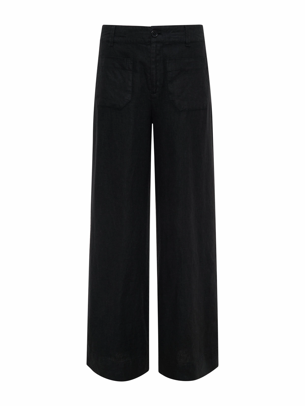 Comfortable Wear The Linen Marine Wide Leg Semi-High Rise Pant Black Extended Sizing