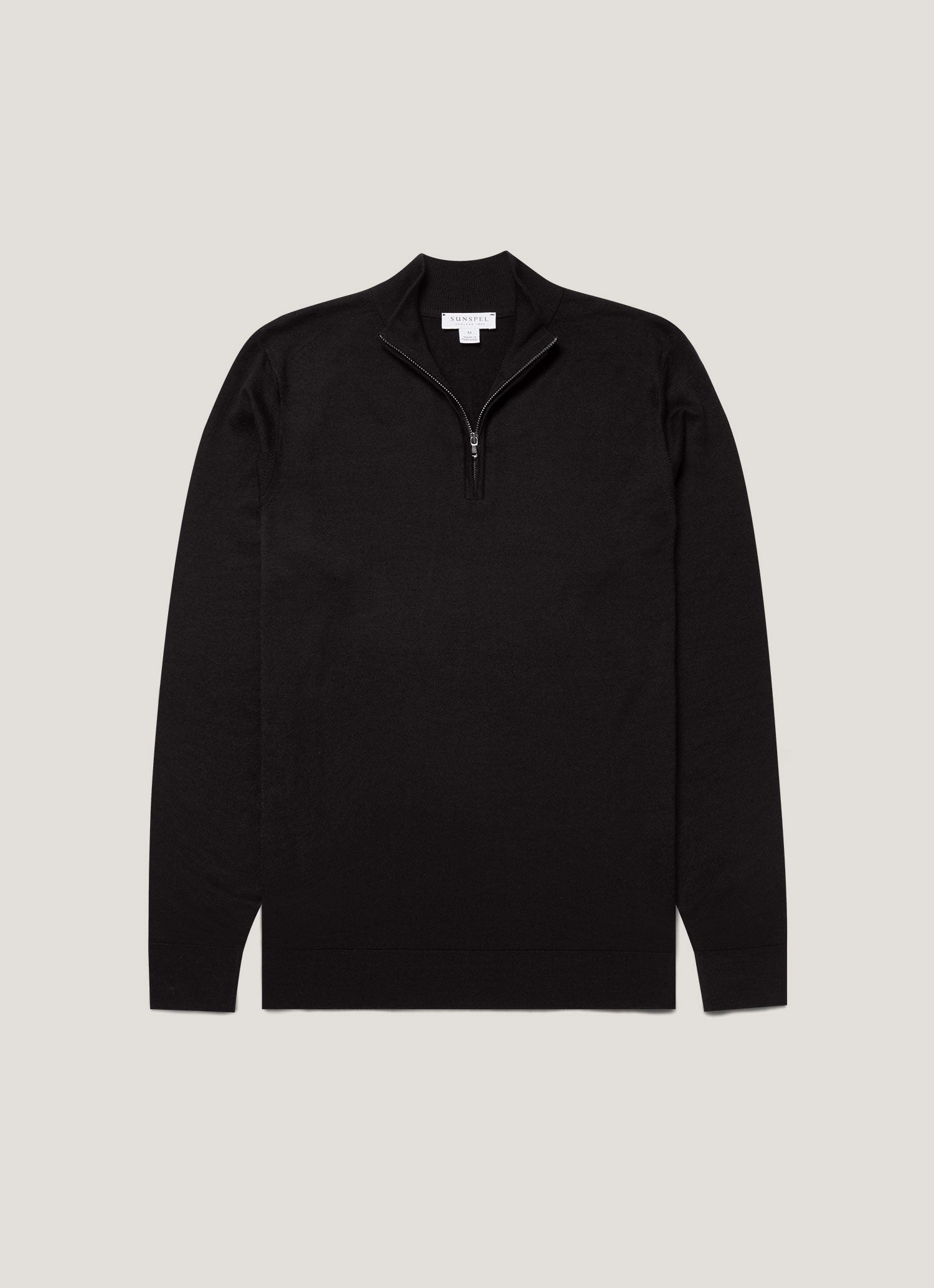 Men's Extra-Fine Merino Zip Neck in Black All-season knitwear Soft everyday sweater