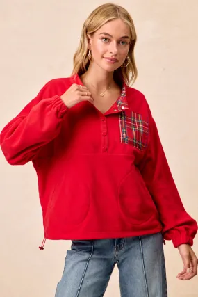 Outdoor Look IT4749S-02 | CHRISTMAS THEME FLEECE BUTTONED TOP WITH POCKETS