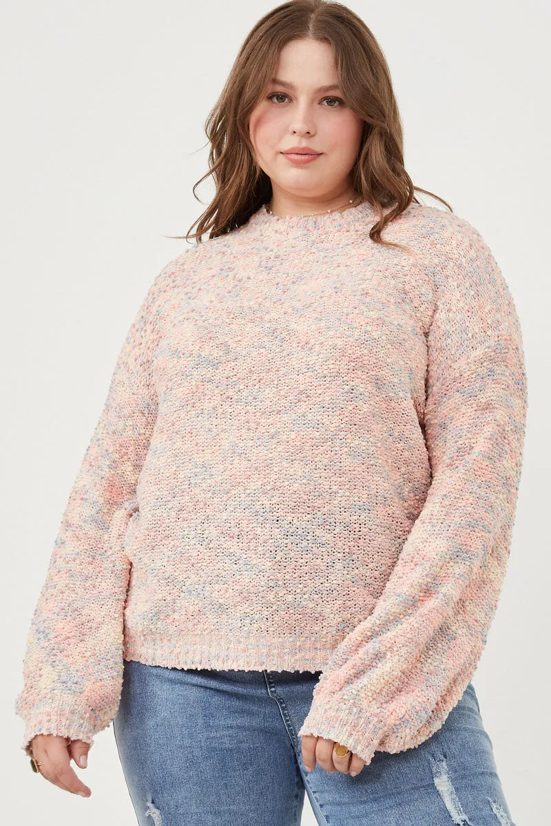 Everyday Layer Style Survival Use Confetti Knit Puff Sleeve Pullover Sweater