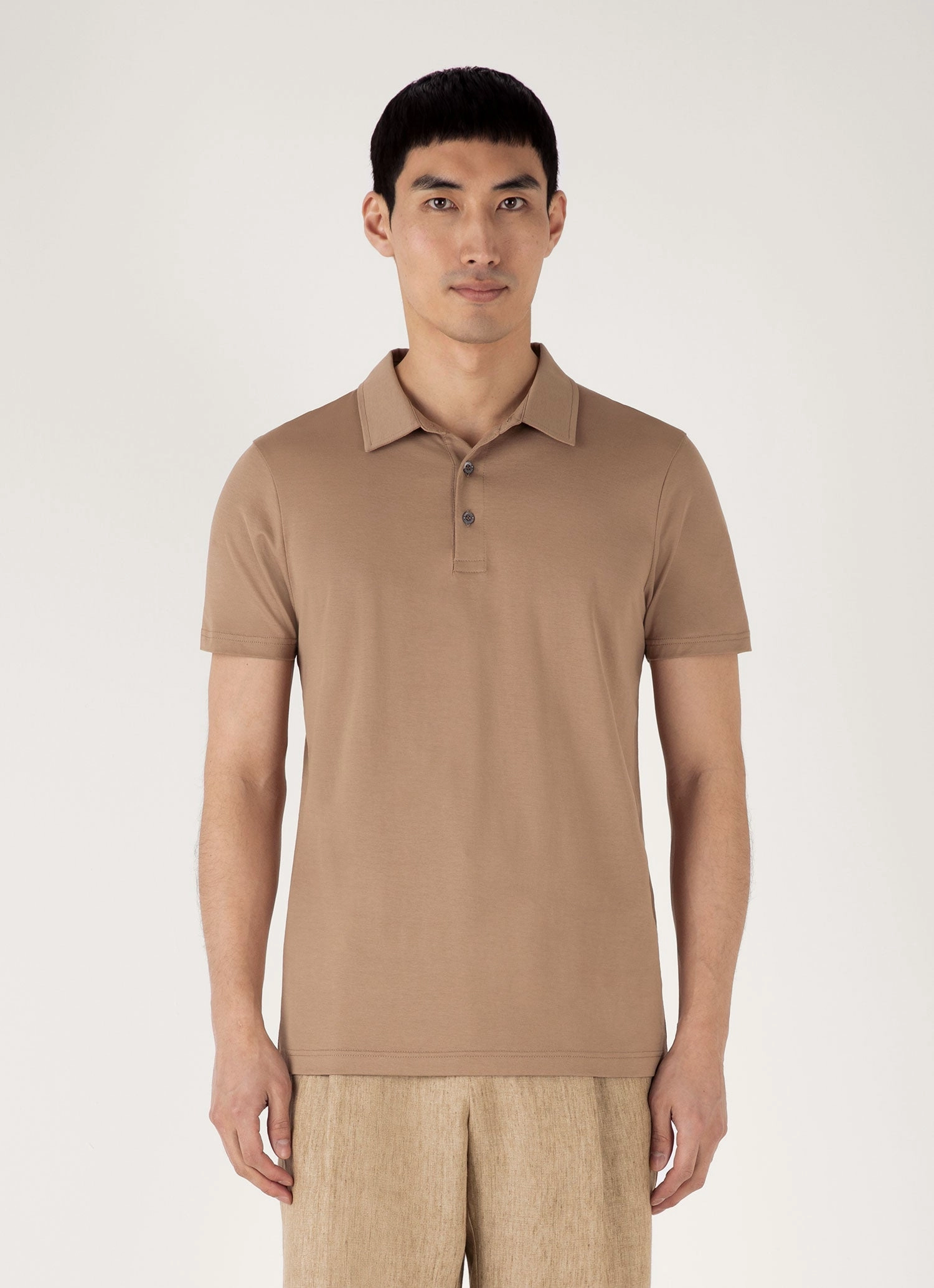 Contemporary Touch Men's Classic Jersey Polo Shirt in Dune