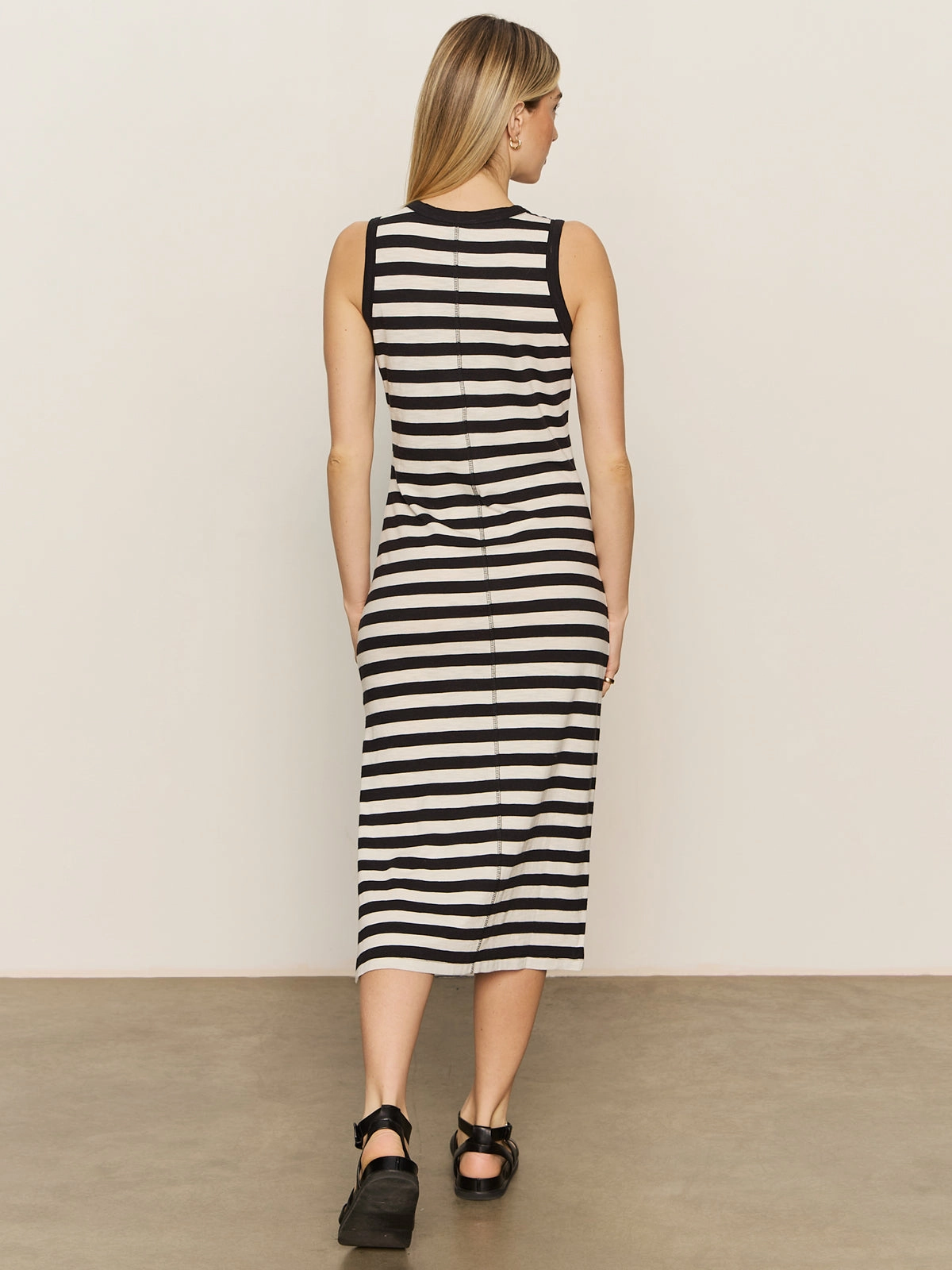 Contrast Trim Maxi Dress Black Macrame Stripe Playful Colors