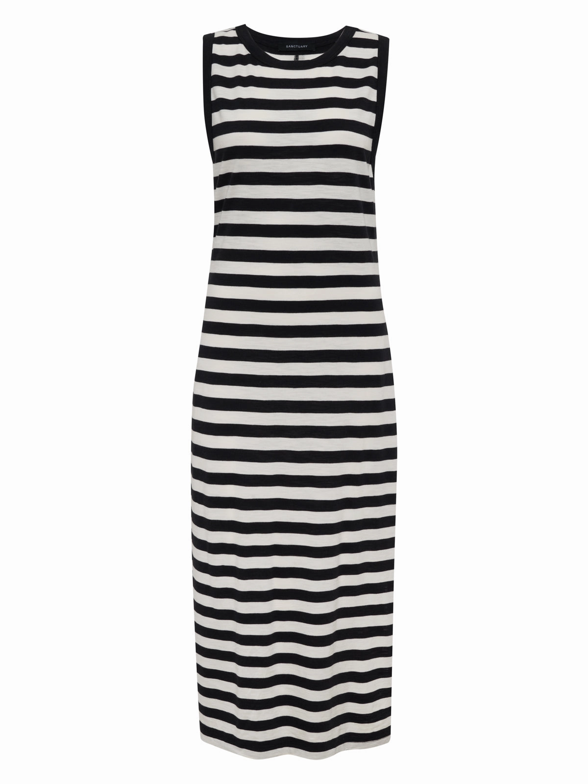 Contrast Trim Maxi Dress Black Macrame Stripe Playful Colors