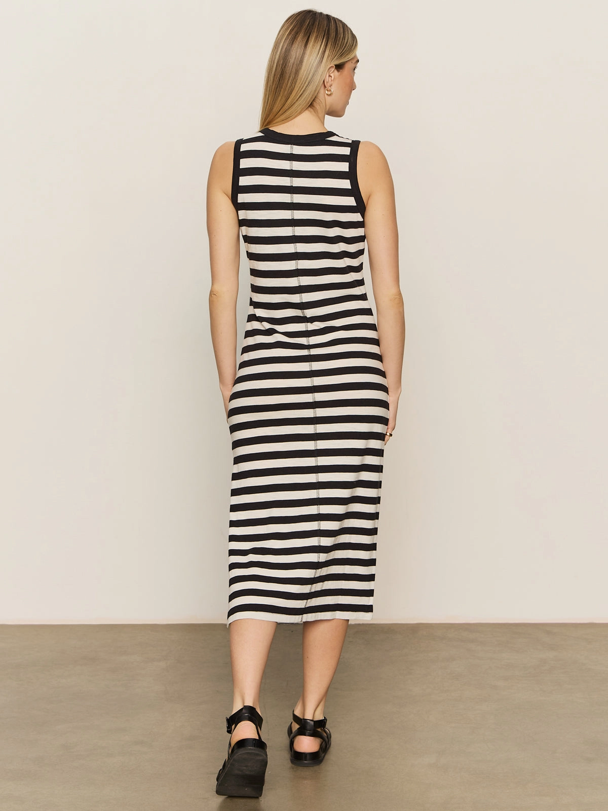 Contrast Trim Maxi Dress Black Macrame Stripe Playful Colors