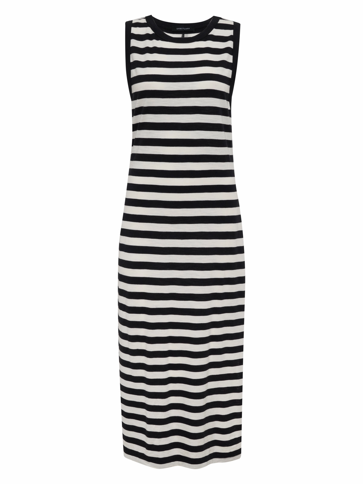 Contrast Trim Maxi Dress Black Macrame Stripe Statement Piece