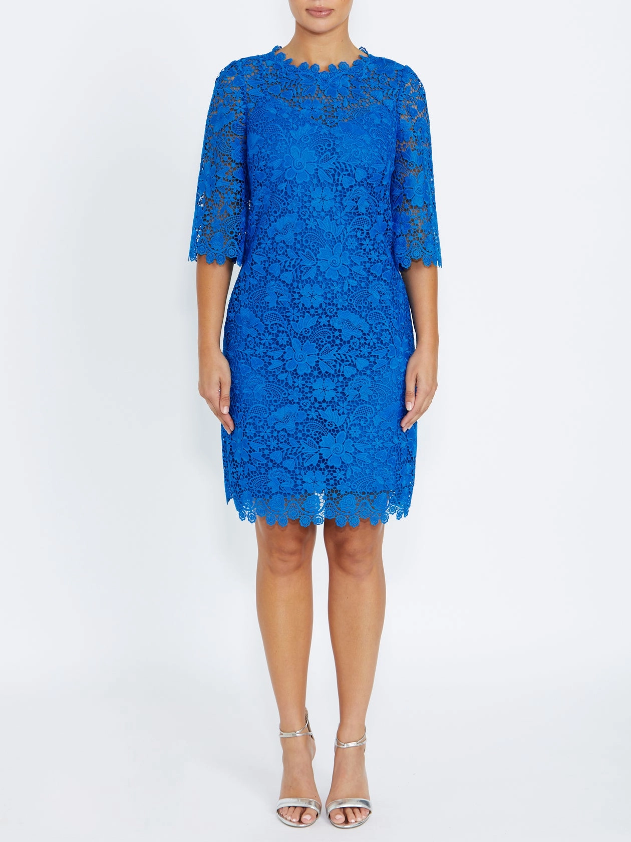 Contrast Waistband Haisley Azure Lace Dress