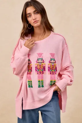 IT3426G-46 | CHRISTMAS SEQUIN NUTCRACKERS EMBROIDERY SWEATSHIRT All Season Work Essential