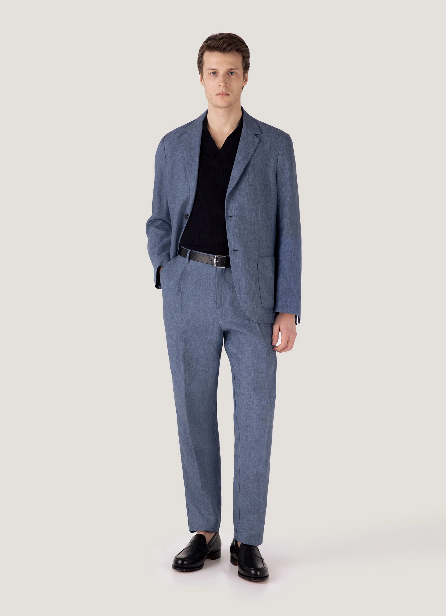 Cool Apparel Winter Men's Fine Rib Silk Cotton Polo Shirt in Navy