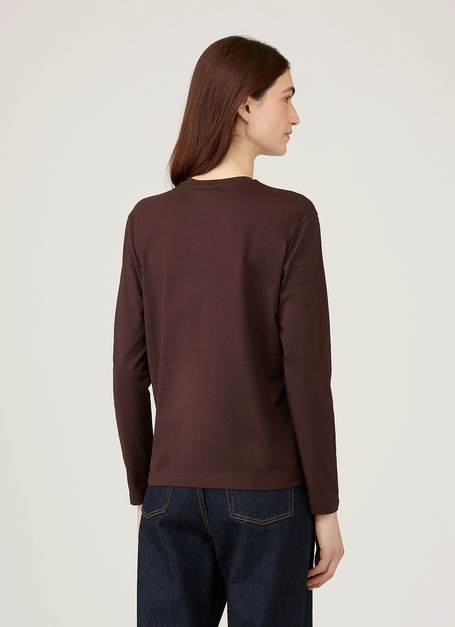 Cool Comfort Women's Long Sleeve Boy Fit T-shirt in Truffle