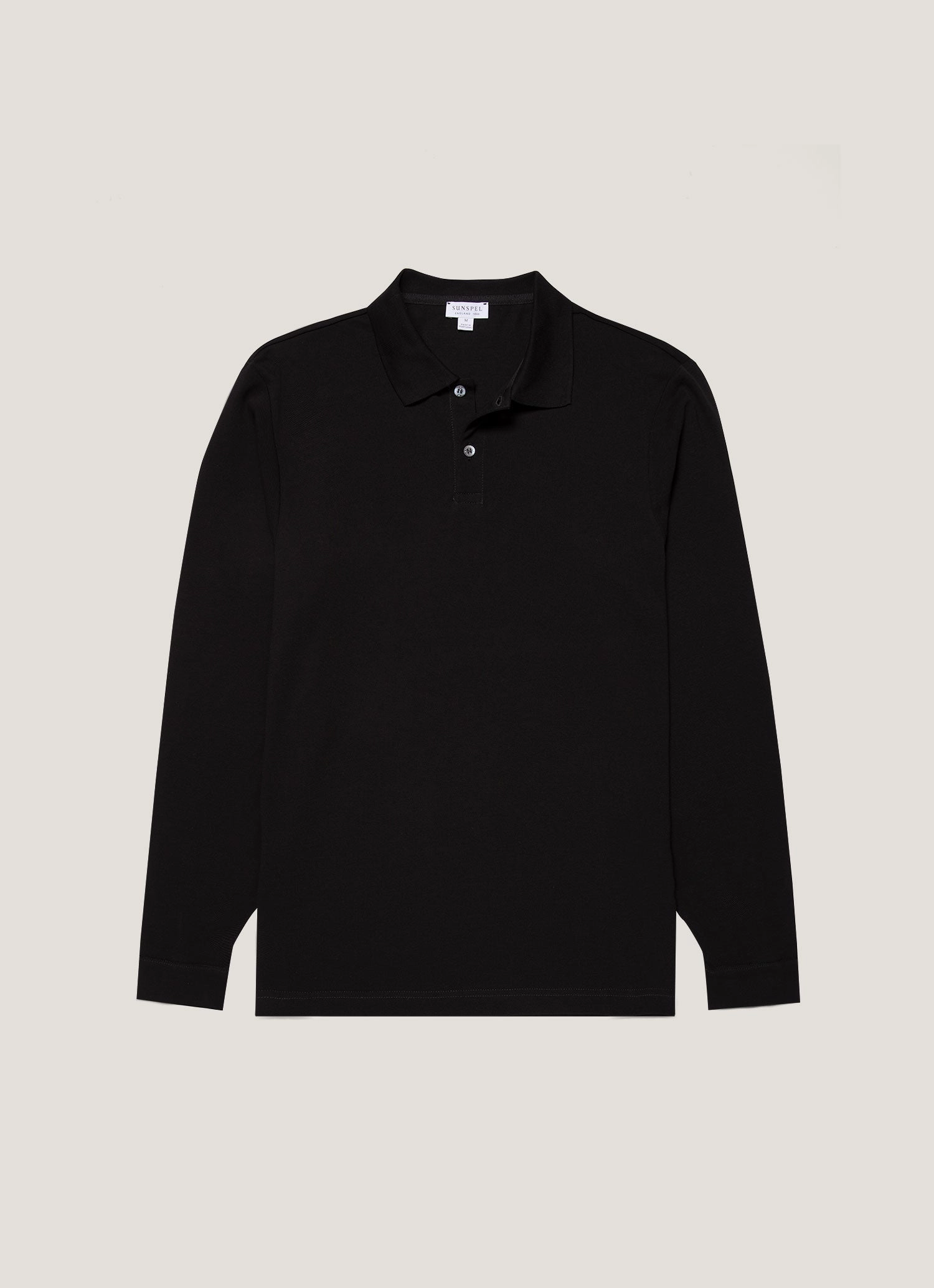 Daily Casual Style Men's Long Sleeve Piqu?? Polo Shirt in Black