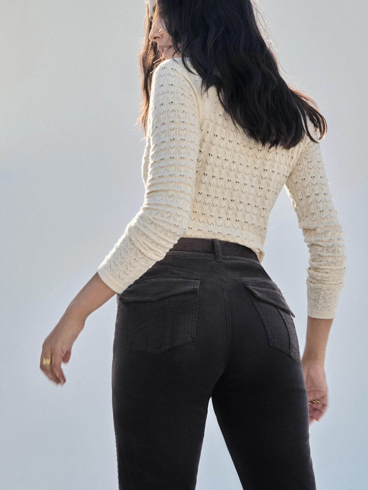 Straight Leg Adjustable Fit Corduroy Hayden Bootcut Pant Semi Sweet