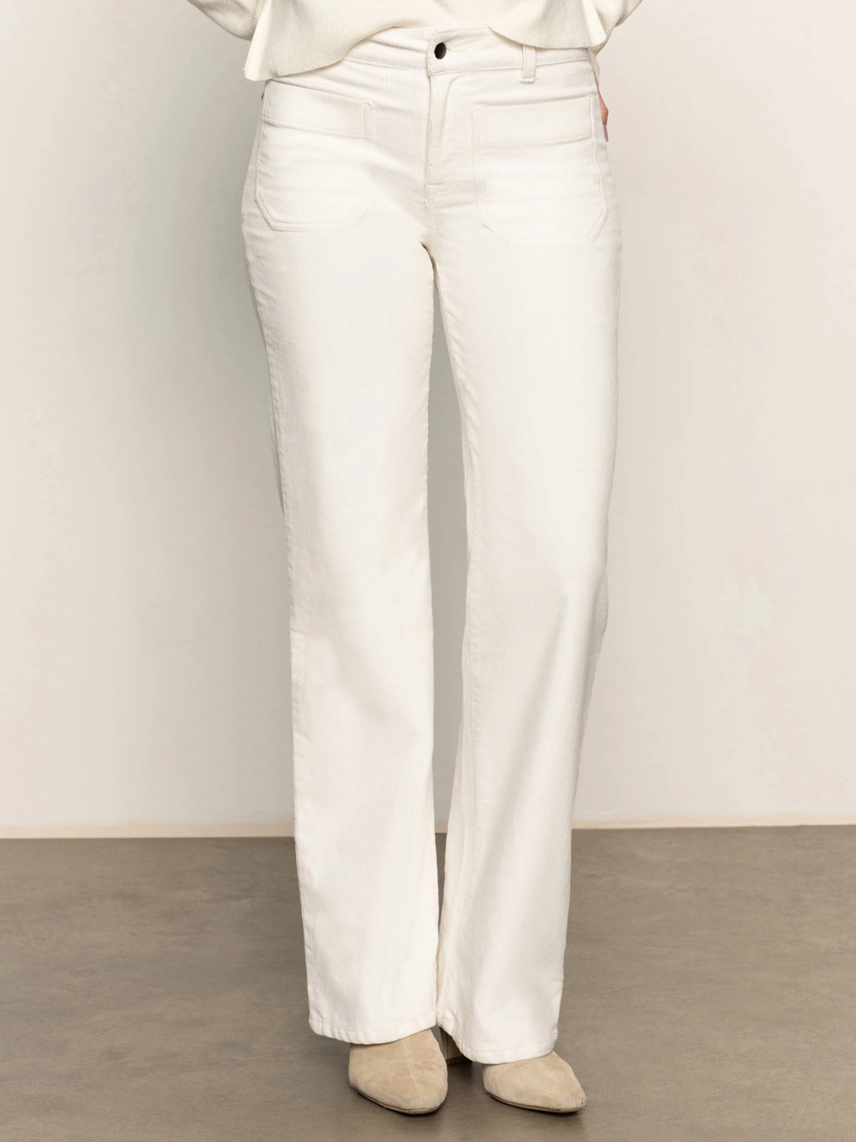 Soft Fabric tied style Corduroy Marine Pant Chalk