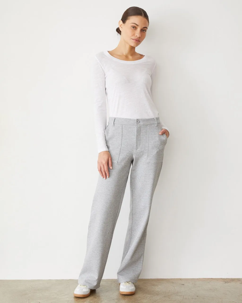 Cotton Knit Patch Pocket Pant Relaxed Waist