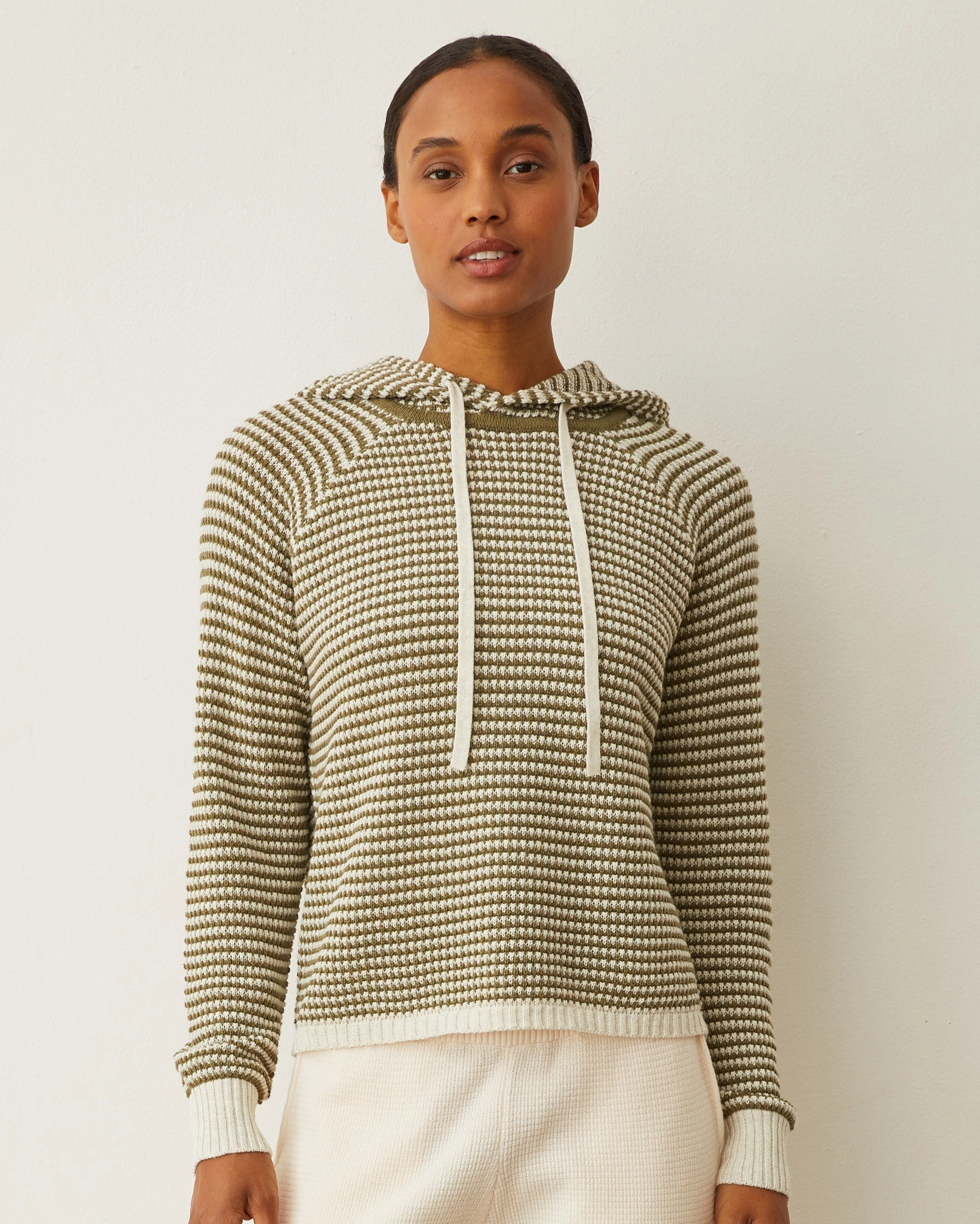 Cotton Cashmere Stripe Lounge Hoody Innovative Fit