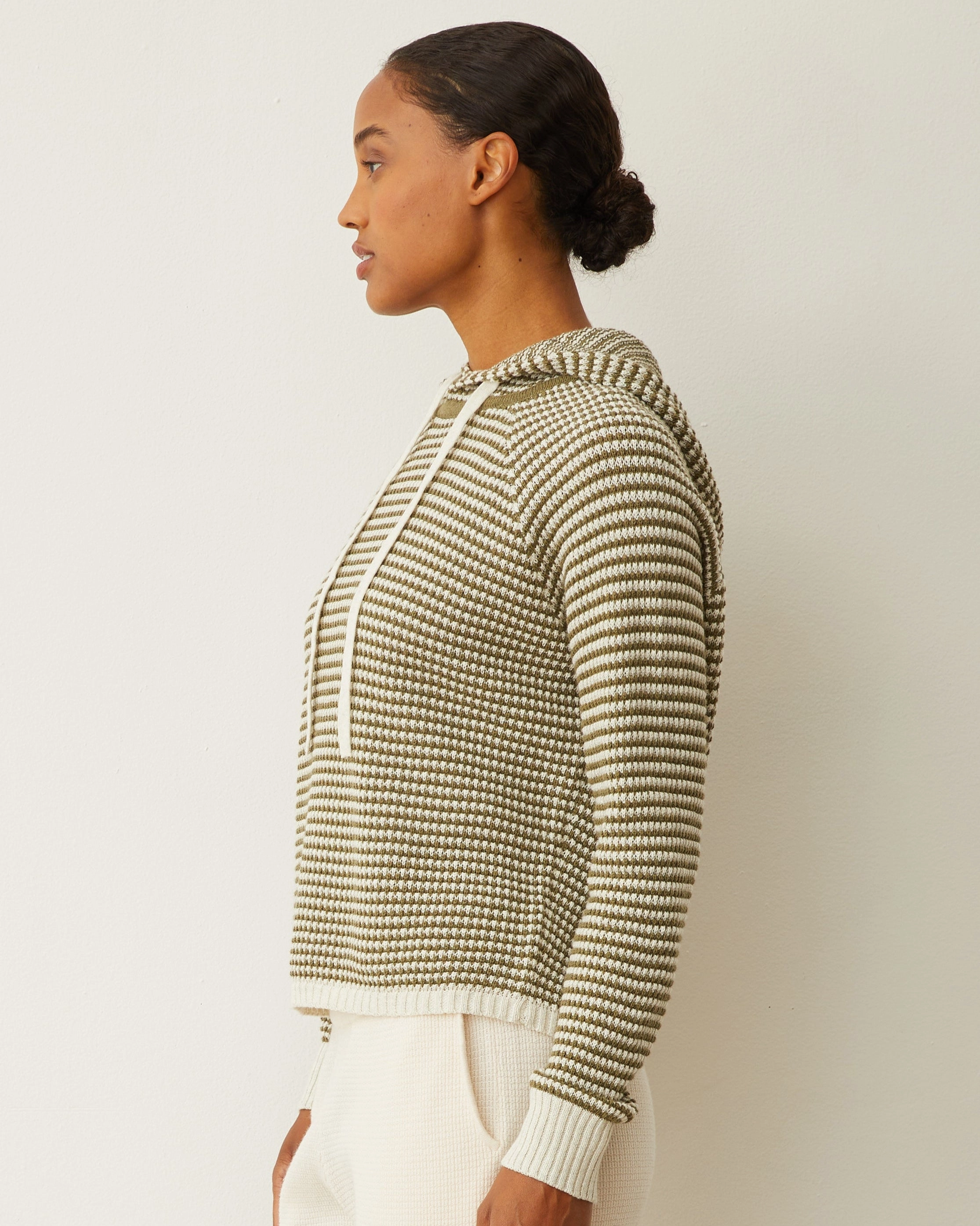 Cotton Cashmere Stripe Lounge Hoody Innovative Fit