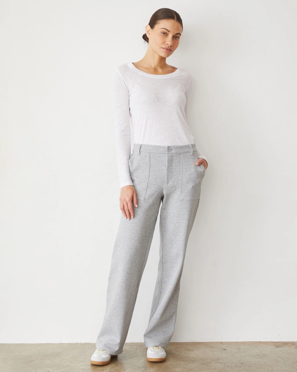 Cotton Knit Patch Pocket Pant Relaxed Waist