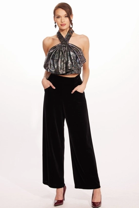 Hepburn Pant - Black Velvet Flowy legs