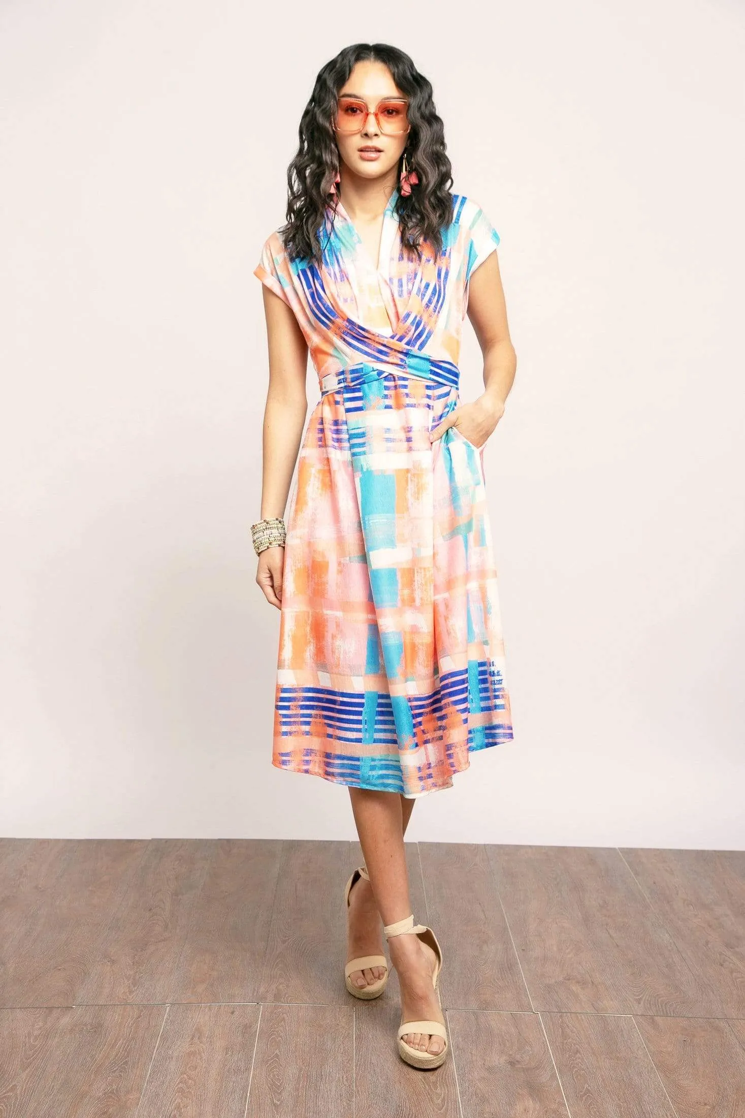 Country Chic Poppy Knit  Dress - Sorbet Plaid