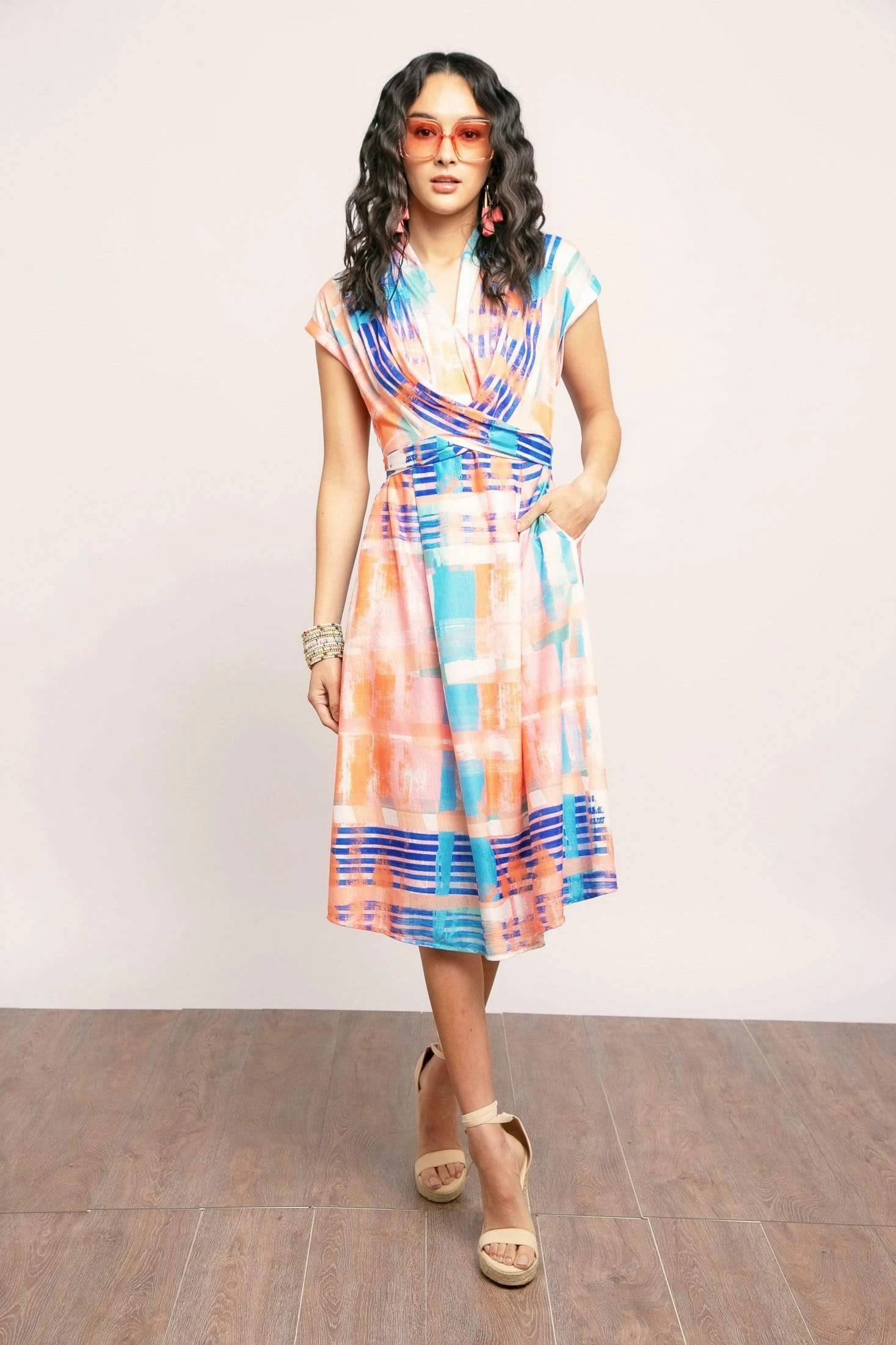 Country Chic Poppy Knit  Dress - Sorbet Plaid