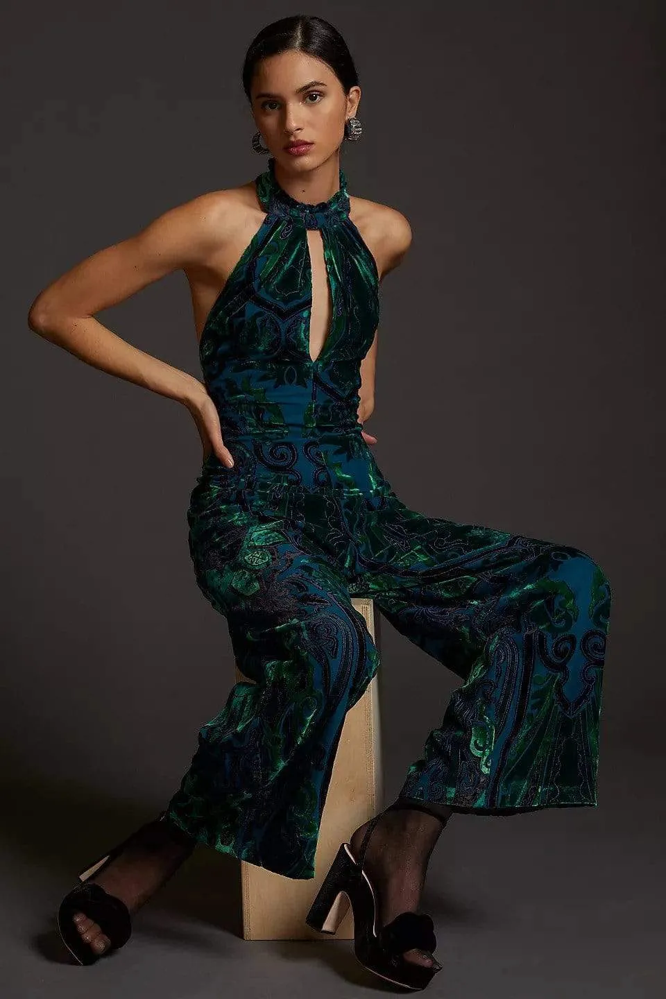 Versatile Event Stretch Yoga Velvet Halter Jumpsuit