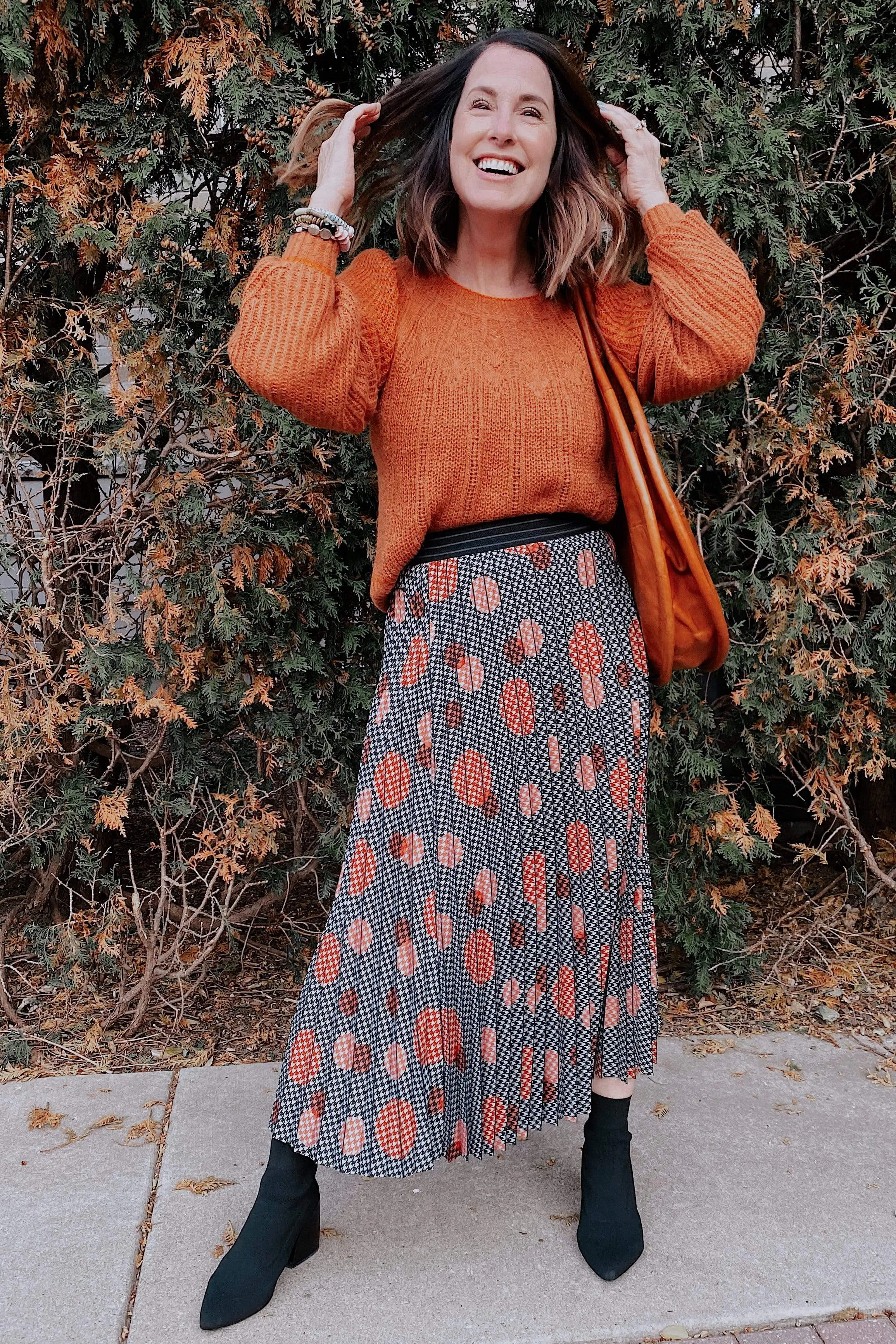 Cozy Feel Ingrid Pleated Skirt -  Congo Dot