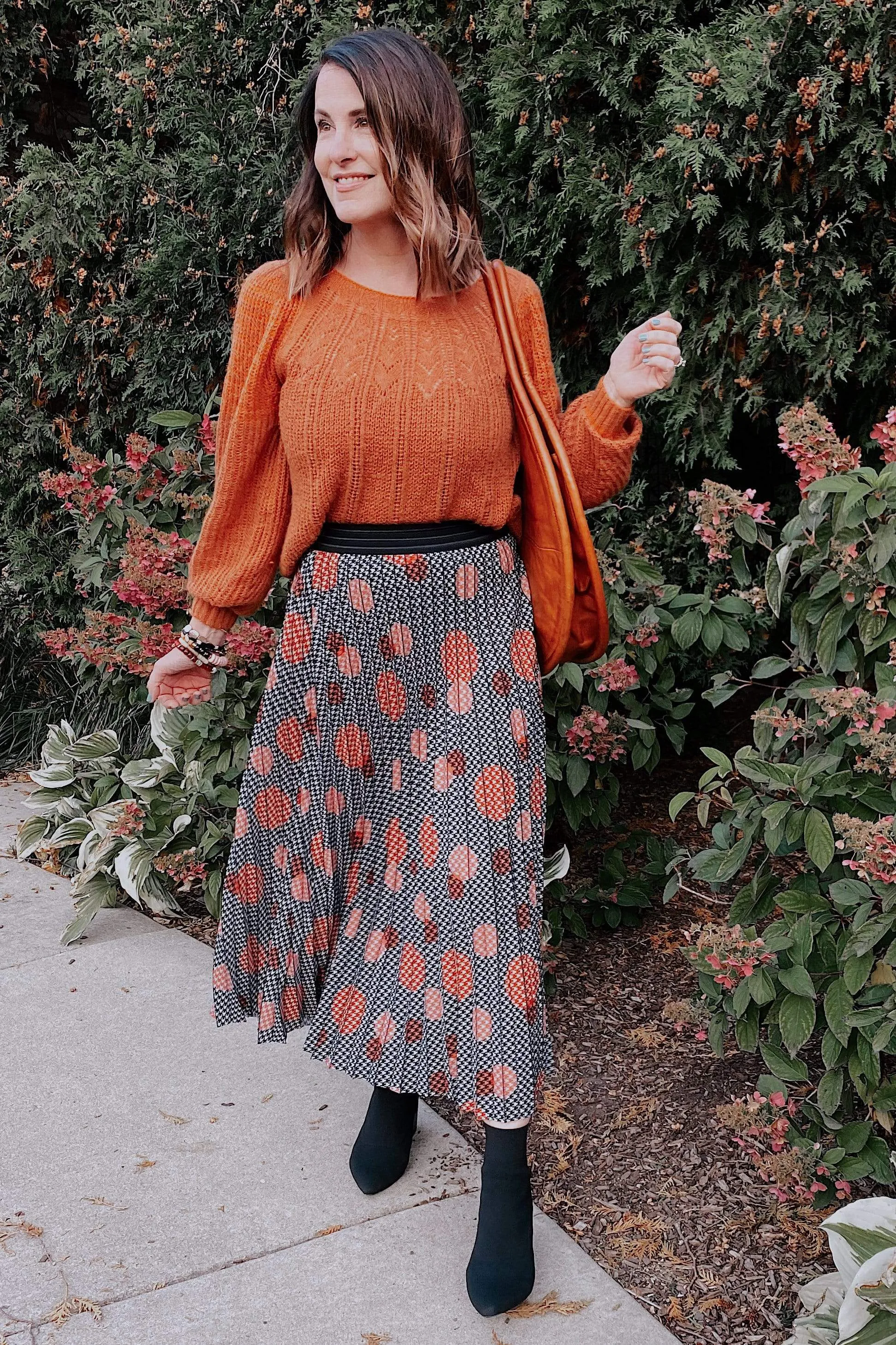Cozy Feel Ingrid Pleated Skirt -  Congo Dot