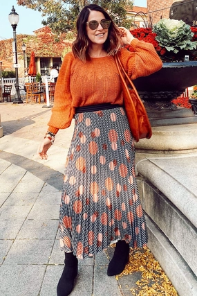 Ingrid Pleated Skirt -  Congo Dot Coordinated Set Travel Look