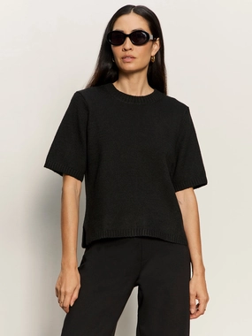 loose hem Versatile Perfect Sweater Tee Black