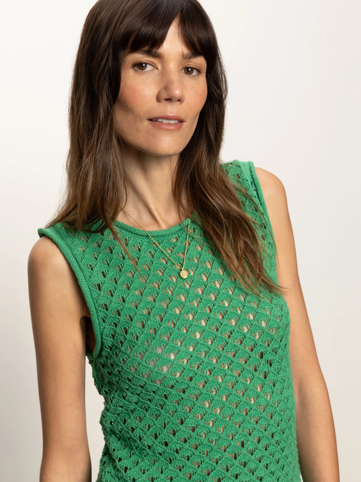 Cozy Look Crochet Shell Sweater Palm