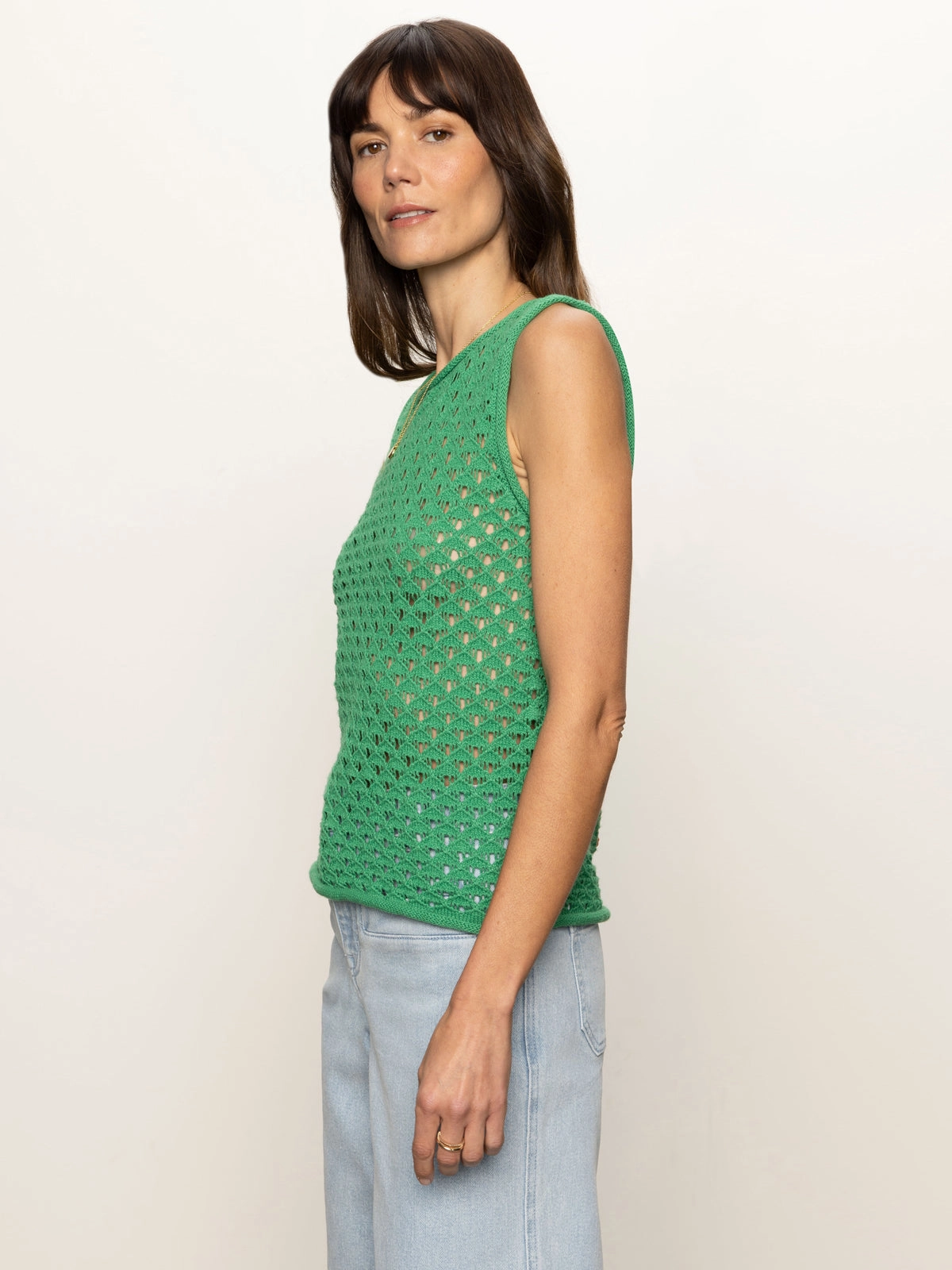 Cozy Look Crochet Shell Sweater Palm