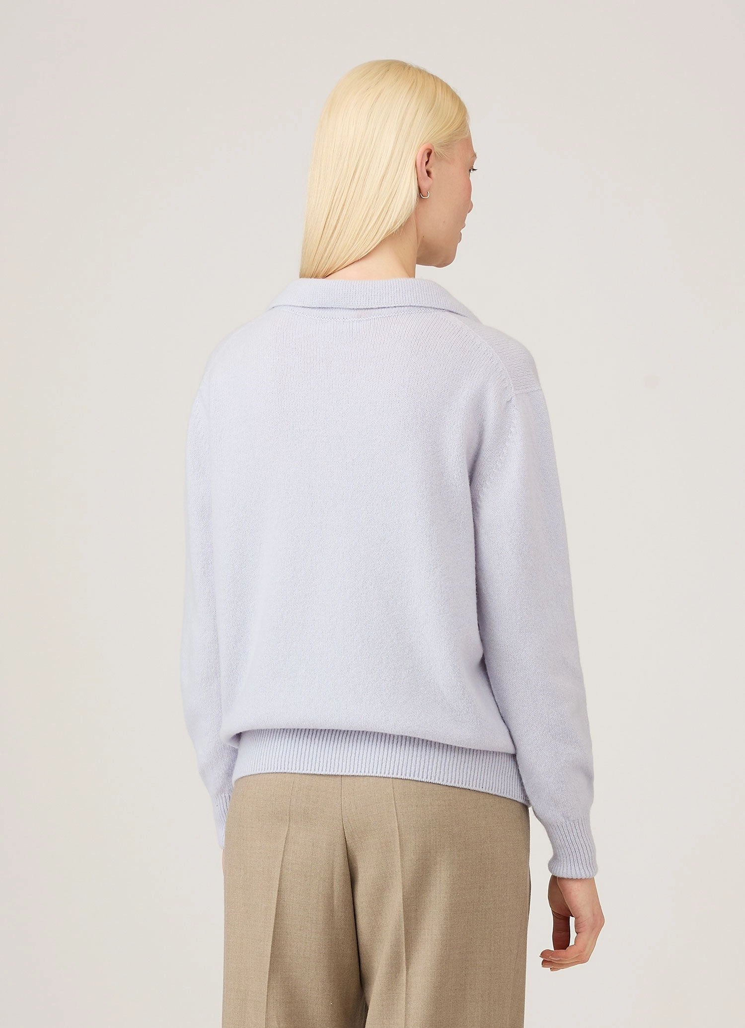 Cozy Vibes Women's Lambswool Polo Neck Jumper in Ice Blue