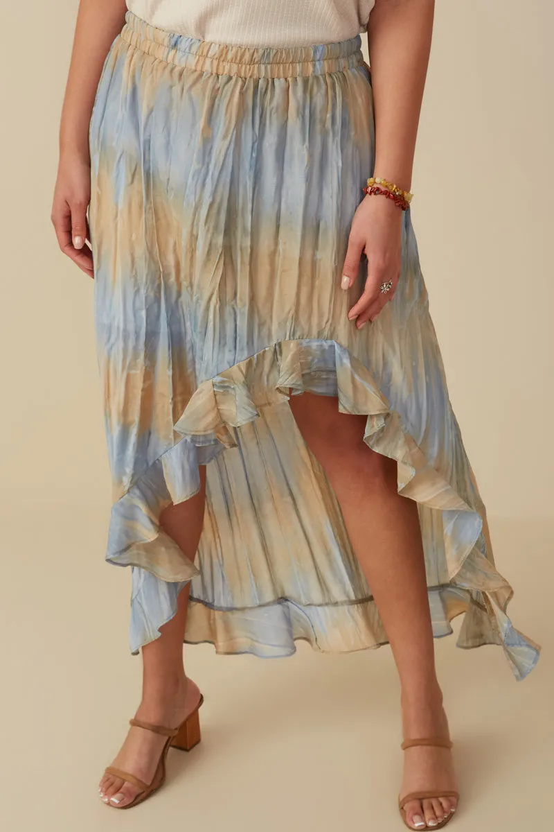 Comfortable Waistband Crinkle Textured Asymmetric High Low Skirt