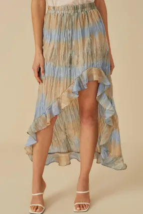 Crinkle Textured Asymmetric High Low Skirt Travel Essential