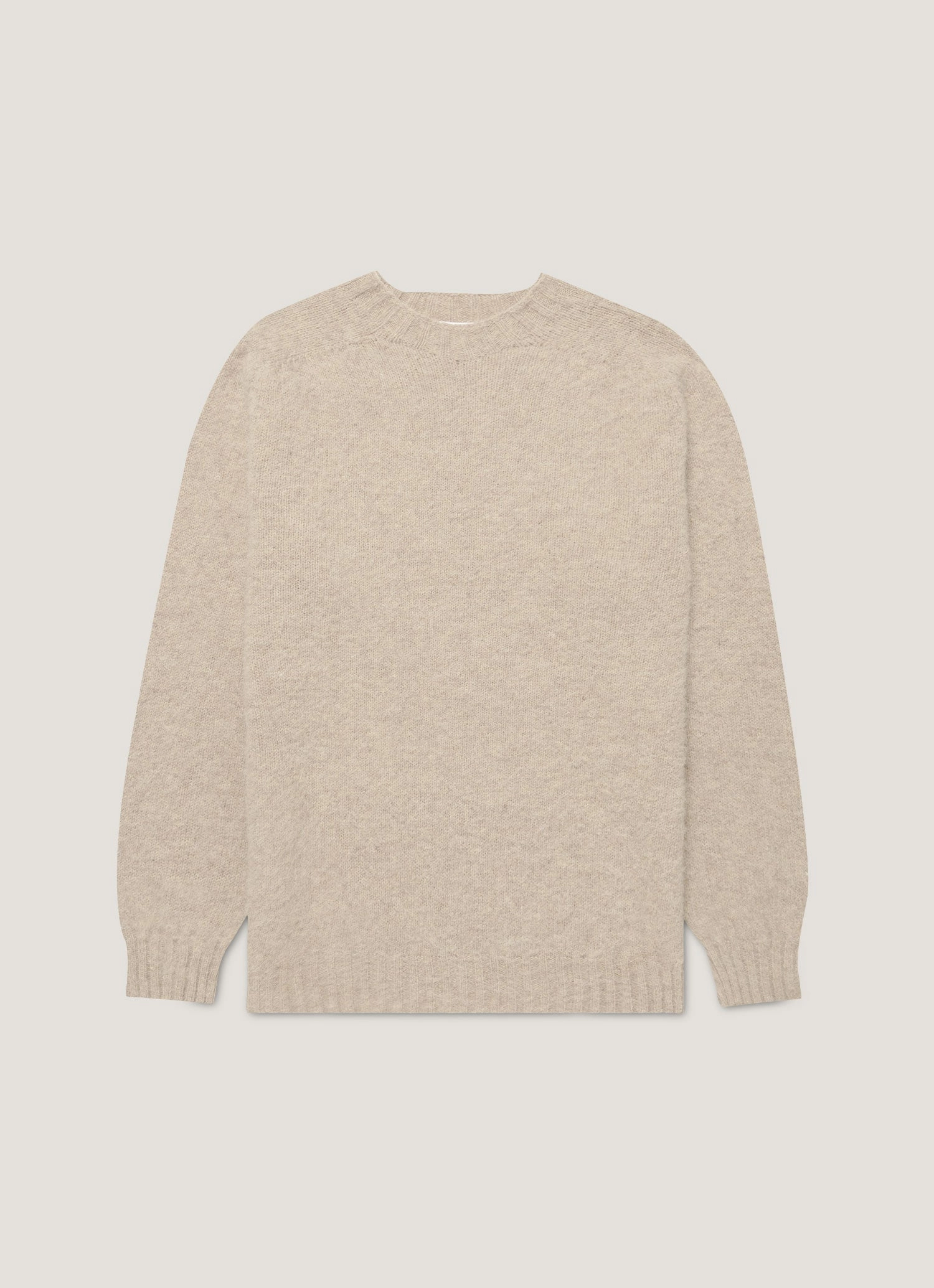 Men's Shetland Crew Neck Jumper in Oatmeal Melange Warm fit knitwear Winter-ready knitted top