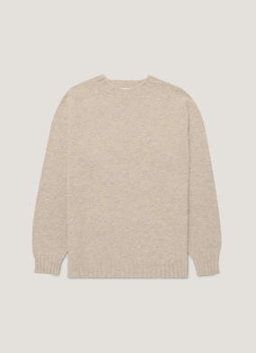 Men's Shetland Crew Neck Jumper in Oatmeal Melange Warm fit knitwear Winter-ready knitted top