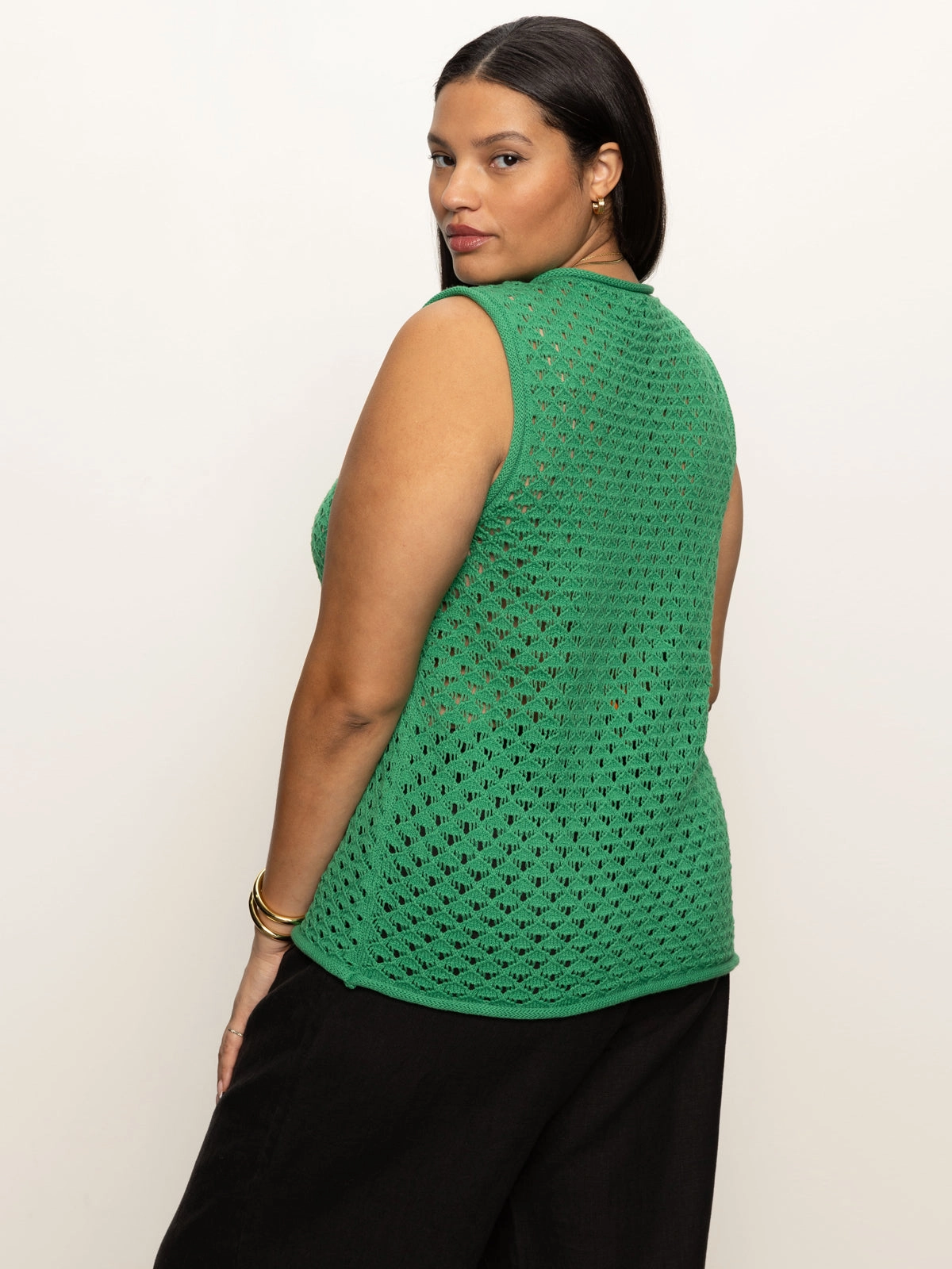 Crochet Shell Sweater Palm Extended Sizing Versatile Shirt