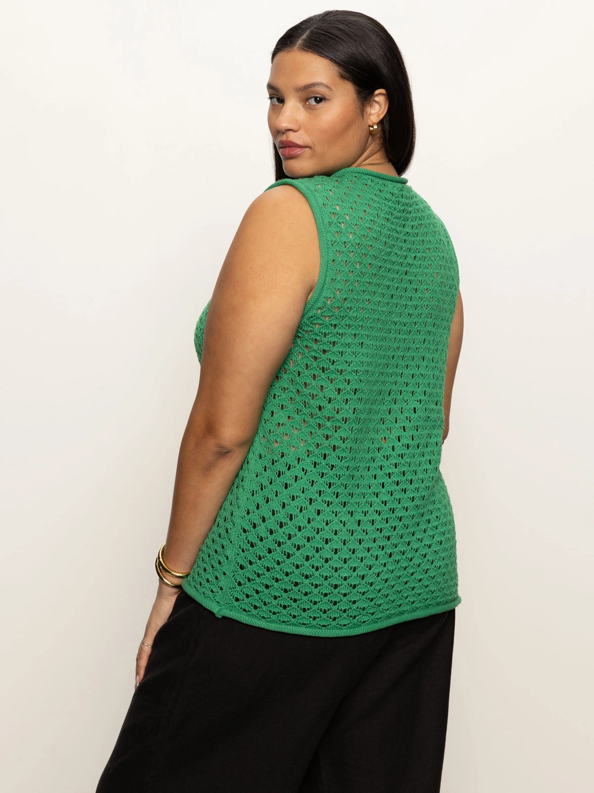 Crochet Shell Sweater Palm Extended Sizing Versatile Shirt