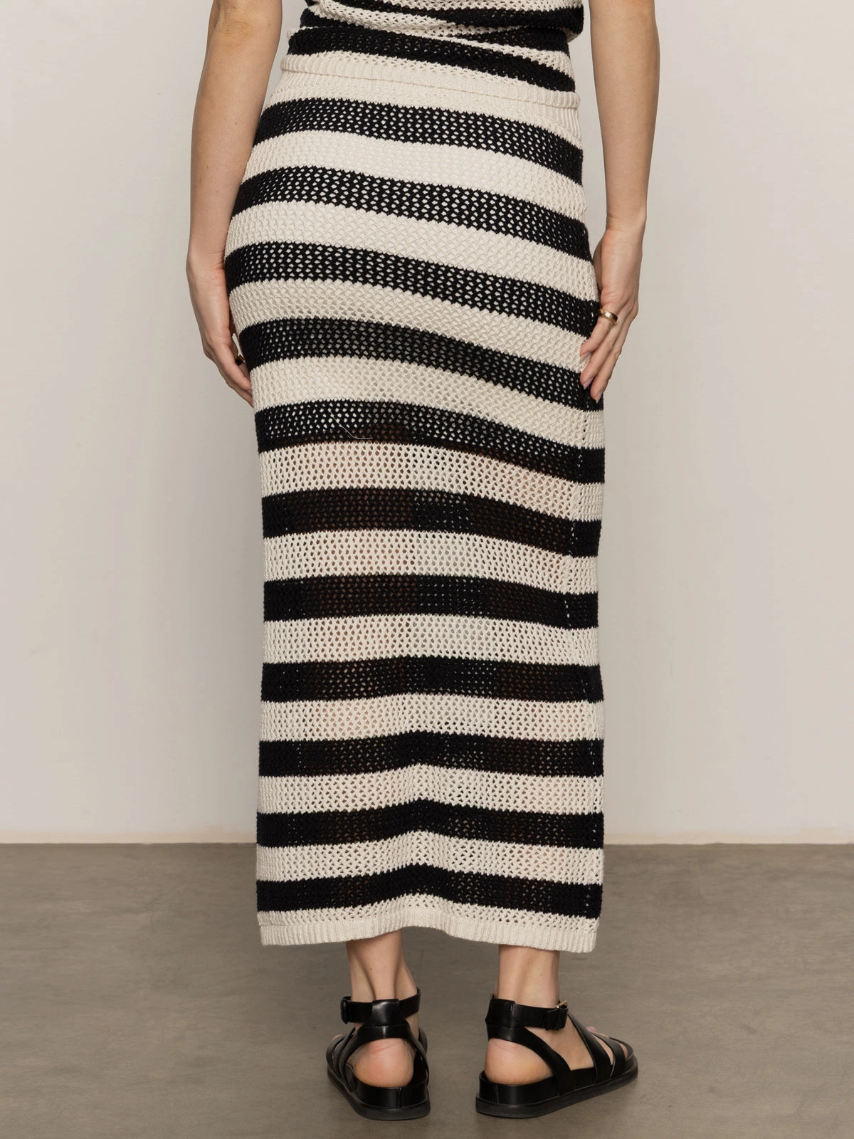 Crochet Sweater Skirt Black Chalk Stripe Smooth Cut