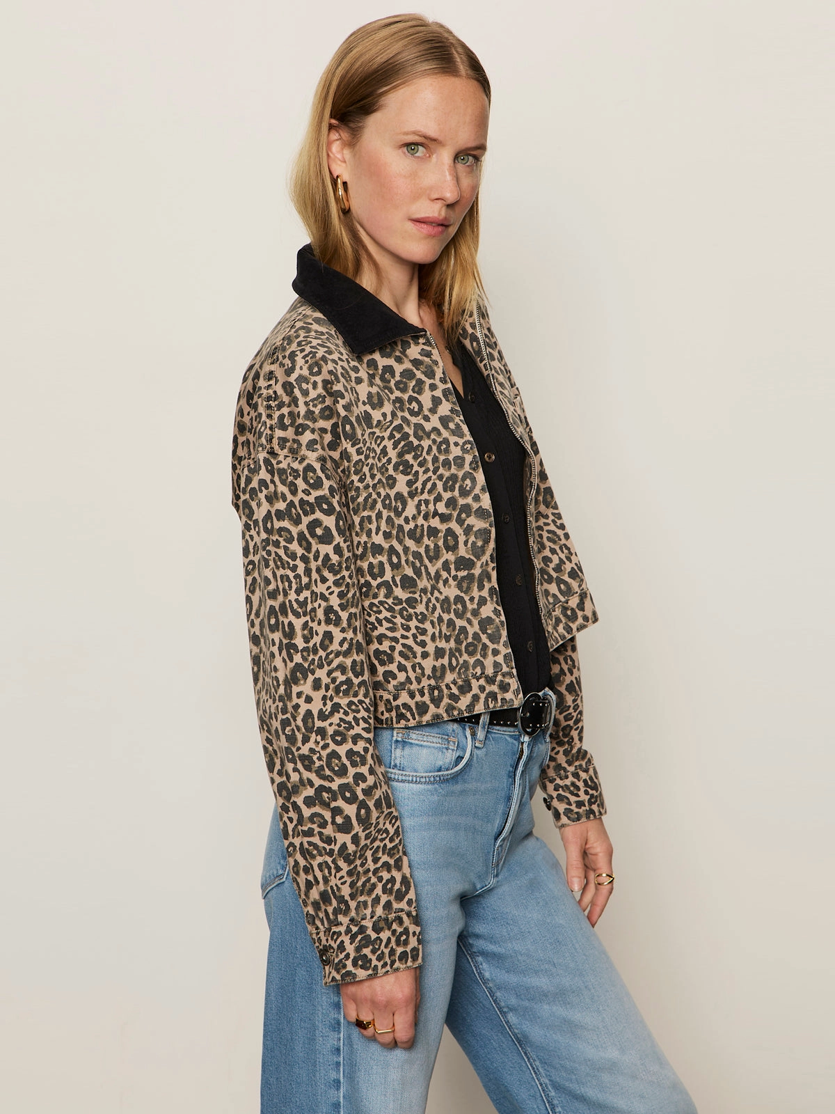 Cropped Barn Jacket French Kitty forest spot