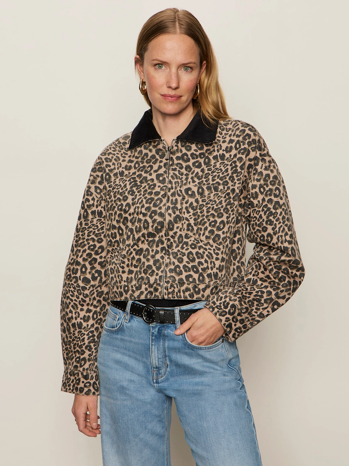 Cropped Barn Jacket French Kitty forest spot